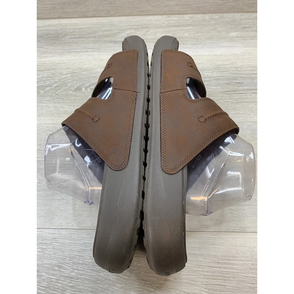 Crocs Men's LiteRide Slide Sandals Brown Double Strap Size 13 Espresso Shoes